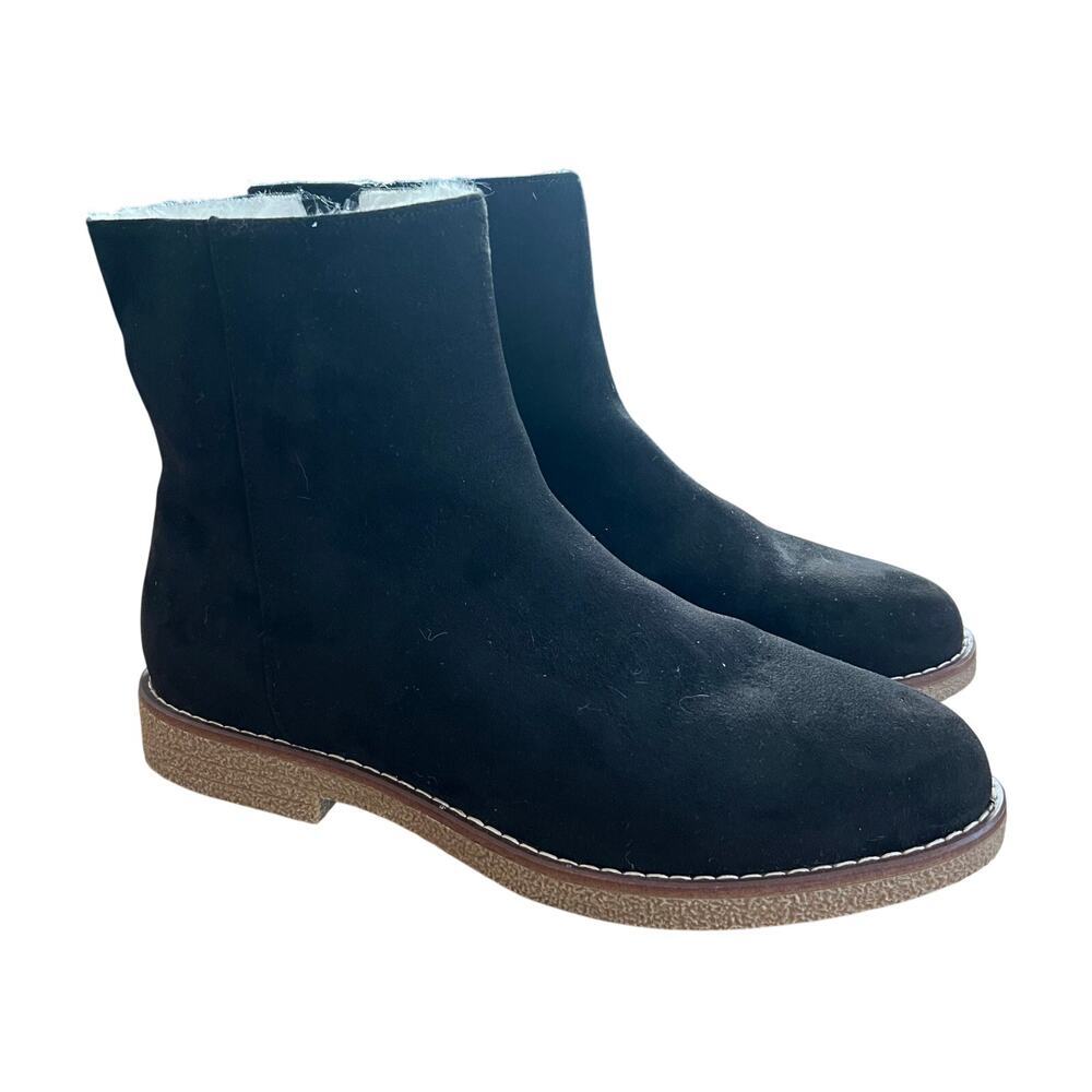 NIB LOFT Black‎ Missy Ankle Boots Size 10.5 Warm Suede Like Fur Lined Normcore